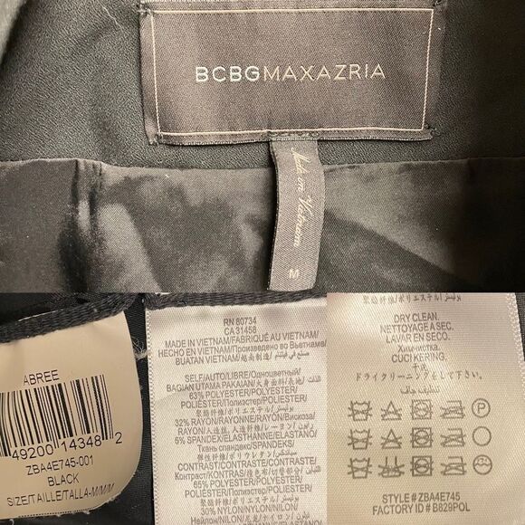 Bcbgmaxazria Abree Draped Open Front Waterfall Blazer Jacket Black M - Picture 6 of 8